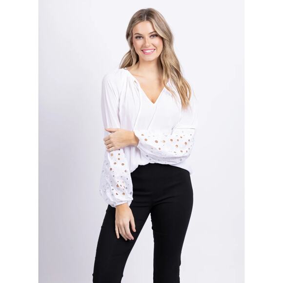 Ramy Brook Eyelet Balloon Sleeve Blouse - Picture 4 of 16